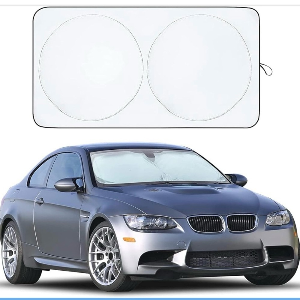 Car Windshield Sunshade - White Size: 64 X 32